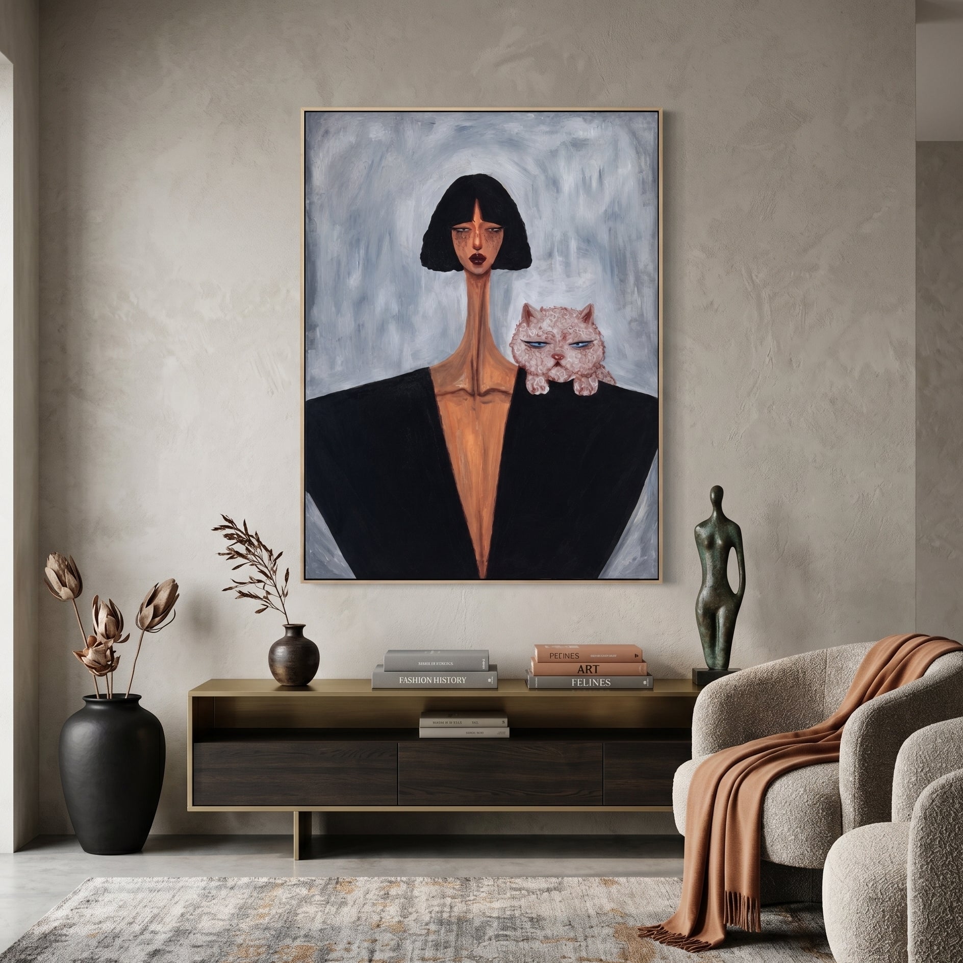 Texture Surrealist Portrait Painting KS0165 - Viral Wall Art